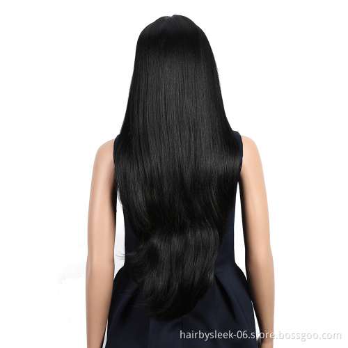 Ombre Brown 31inches  Long Natural Hairline Body Wave Swiss U Middle Part High Temperature  Synthetic Lace Front Wig For Woman
